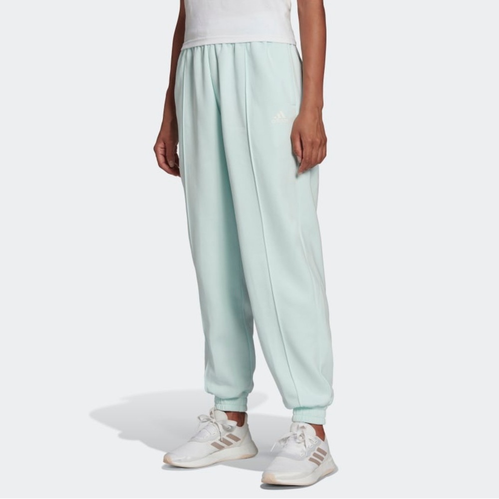 Women's Adidas Essential Studio Fleece Pants Joggers Relaxed Fit - Picture 2 of 12